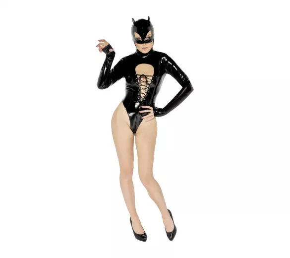 Black Velvet - hosszúujjú Batwoman body, fekete