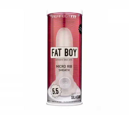 Fat Boy Micro Ribbed - péniszköpeny, 15cm, tejfehér