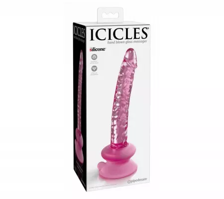 Icicles No. 86 - péniszes üveg dildó, pink