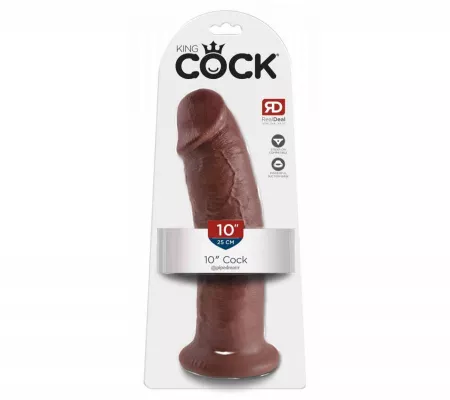King Cock 10 - tapadótalpas dildó, 25cm, barna