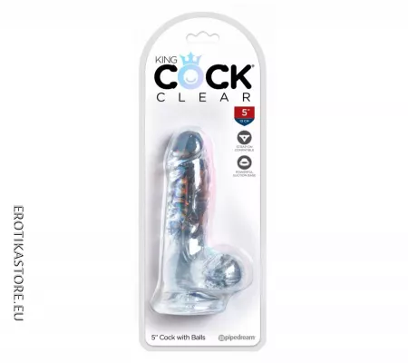 King Cock Clear 5 - tapadótalpas, herés kis dildó