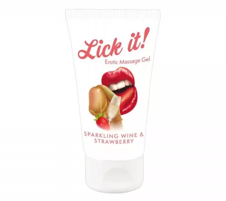 Lick it! - 2in1 ehető síkosító, pezsgő-eper, 50ml