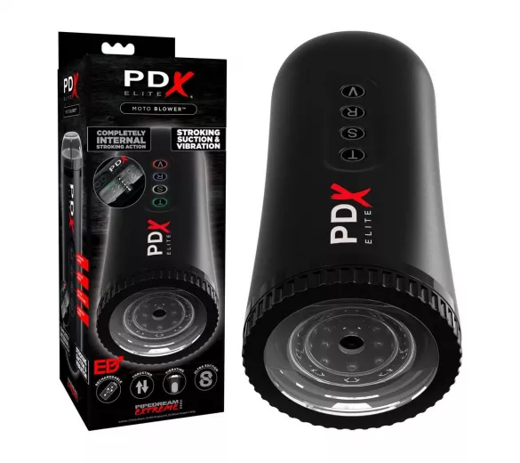 PDX Moto Blower - szívó, rezgő maszturbátor, fekete