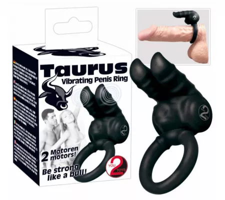 Taurus - Duplamotoros Péniszgyűrű (fekete)